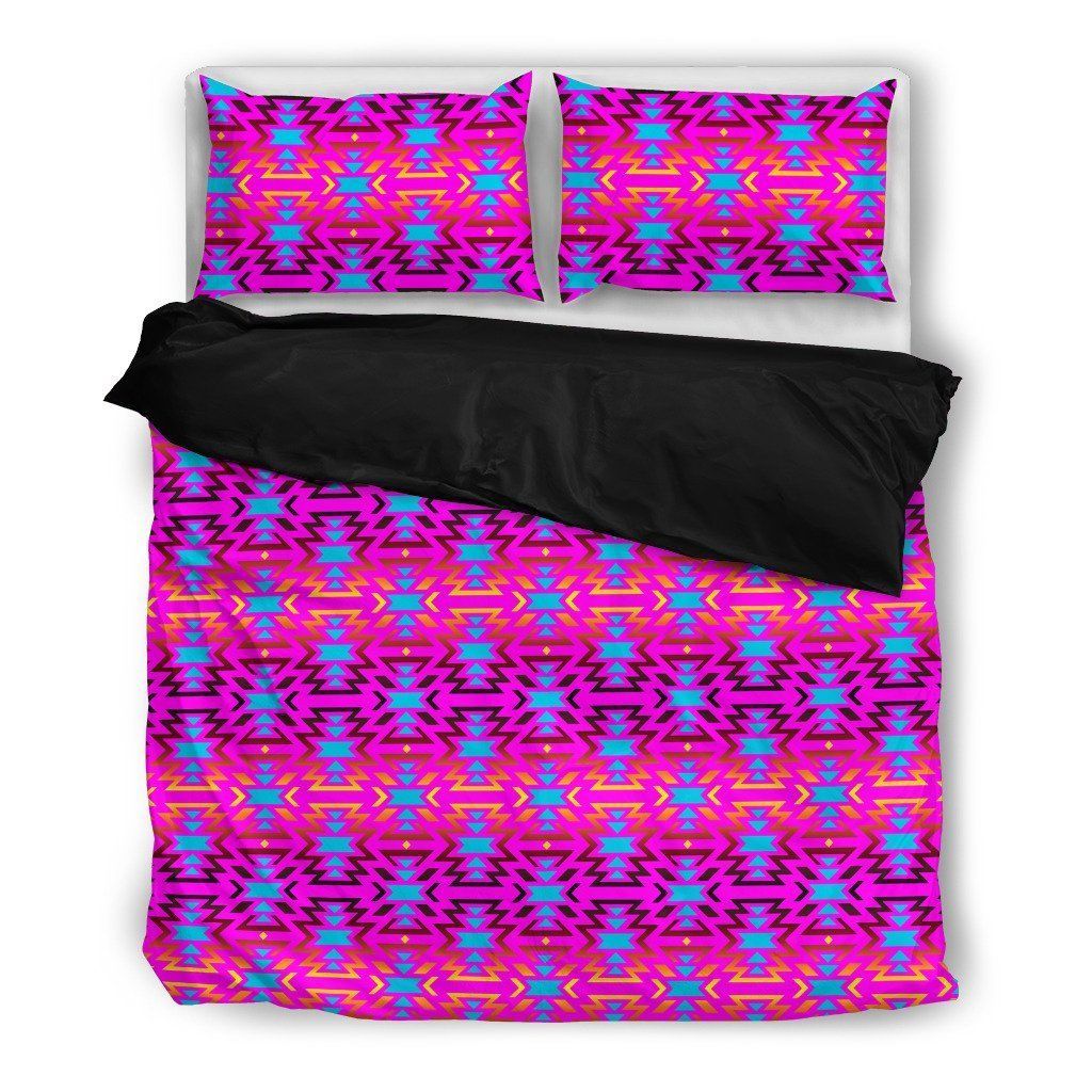 pink fire pattern printed bedding set bedroom decor 1263