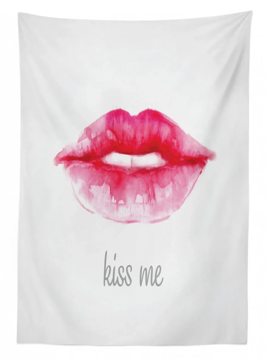 pink lipstick kiss me 3d printed tablecloth table decor 6598