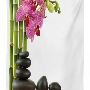 pink orchid and bamboos 3d printed tablecloth table decor 5151