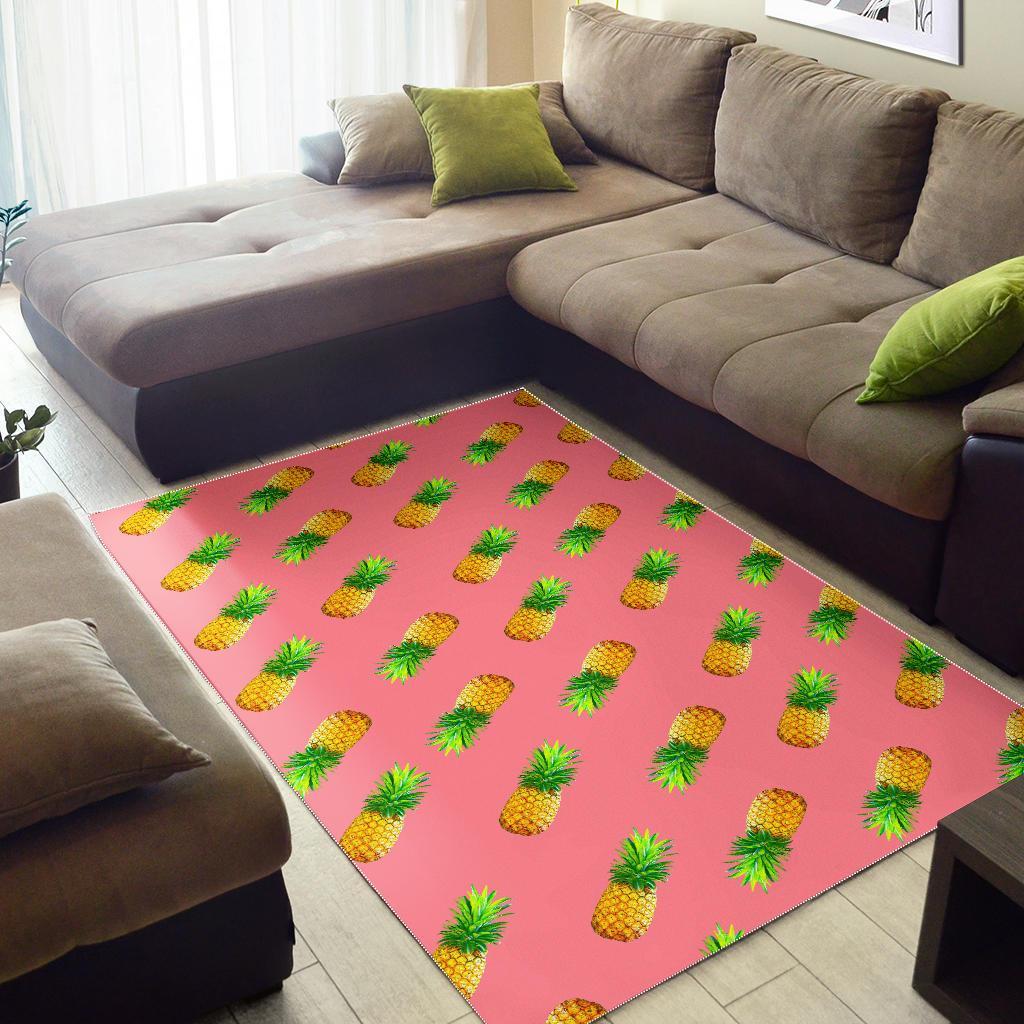 pink pineapple pattern print area rug floor decor 4984