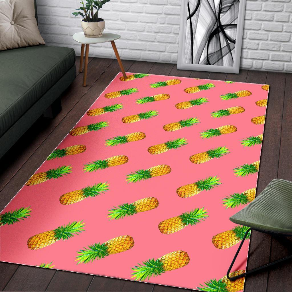 pink pineapple pattern print area rug floor decor 6036