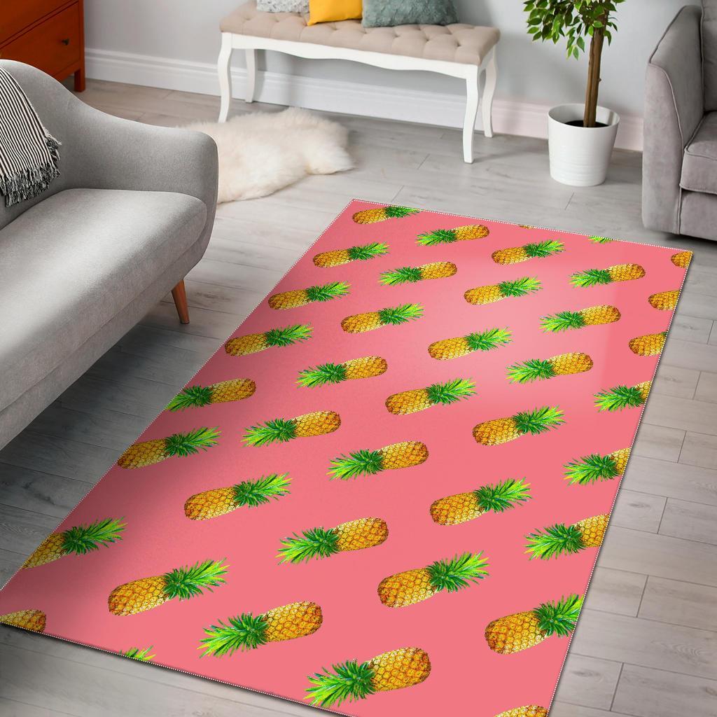 pink pineapple pattern print area rug floor decor 7914