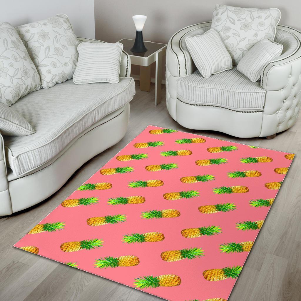pink pineapple pattern print area rug floor decor 8598