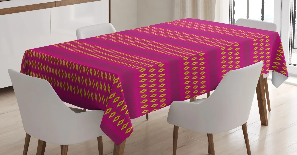 pink yellow geometric design 3d printed tablecloth table decor 6957