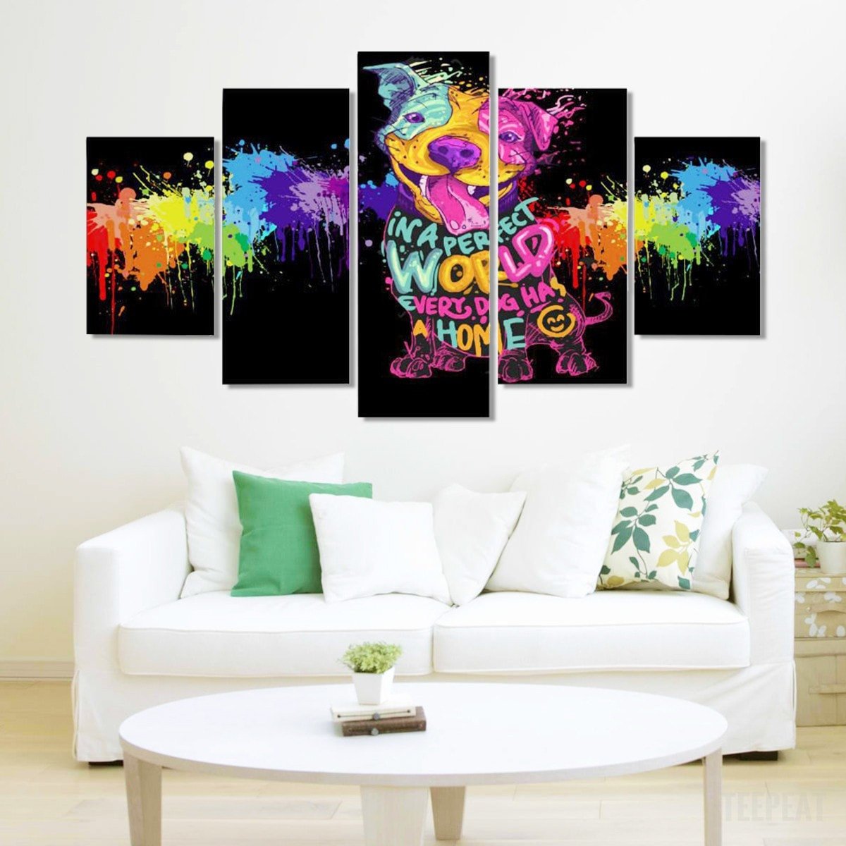 pitbull abstract 5 panel canvas art wall decor 2880