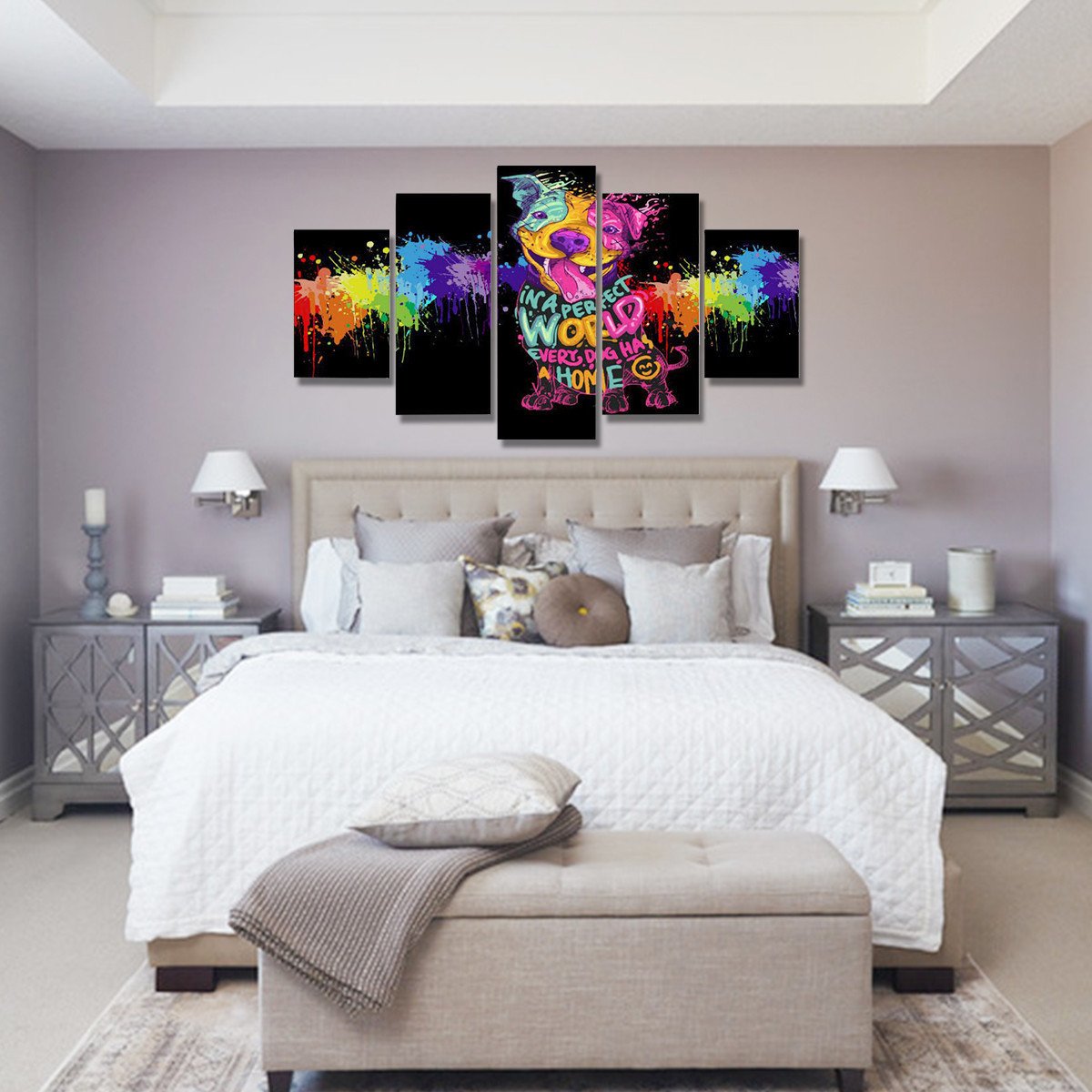 pitbull abstract 5 panel canvas art wall decor 4747