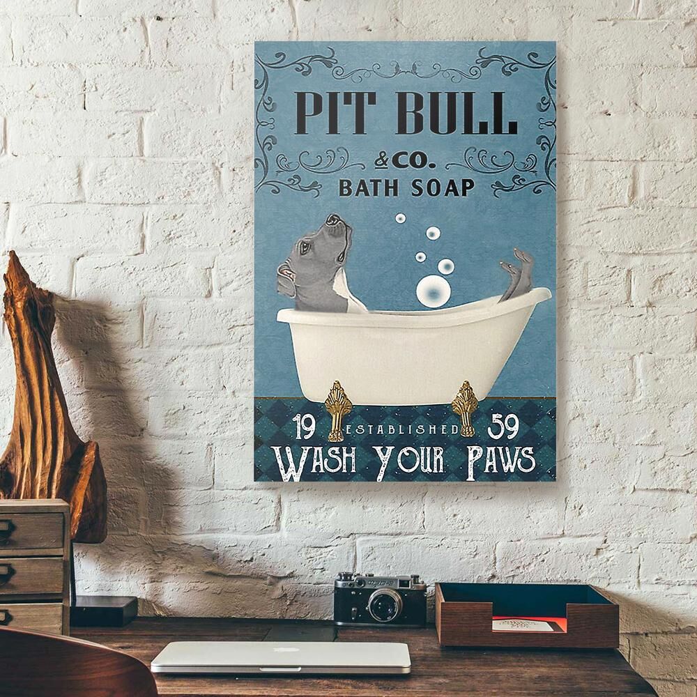 Pitbull On Bath Canvas Prints - Wall Art Decor pitbull on bath canvas prints wall art decor 2888