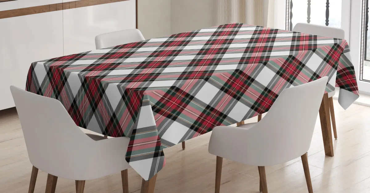 plaid motif rhombuses 3d printed tablecloth table decor 1577