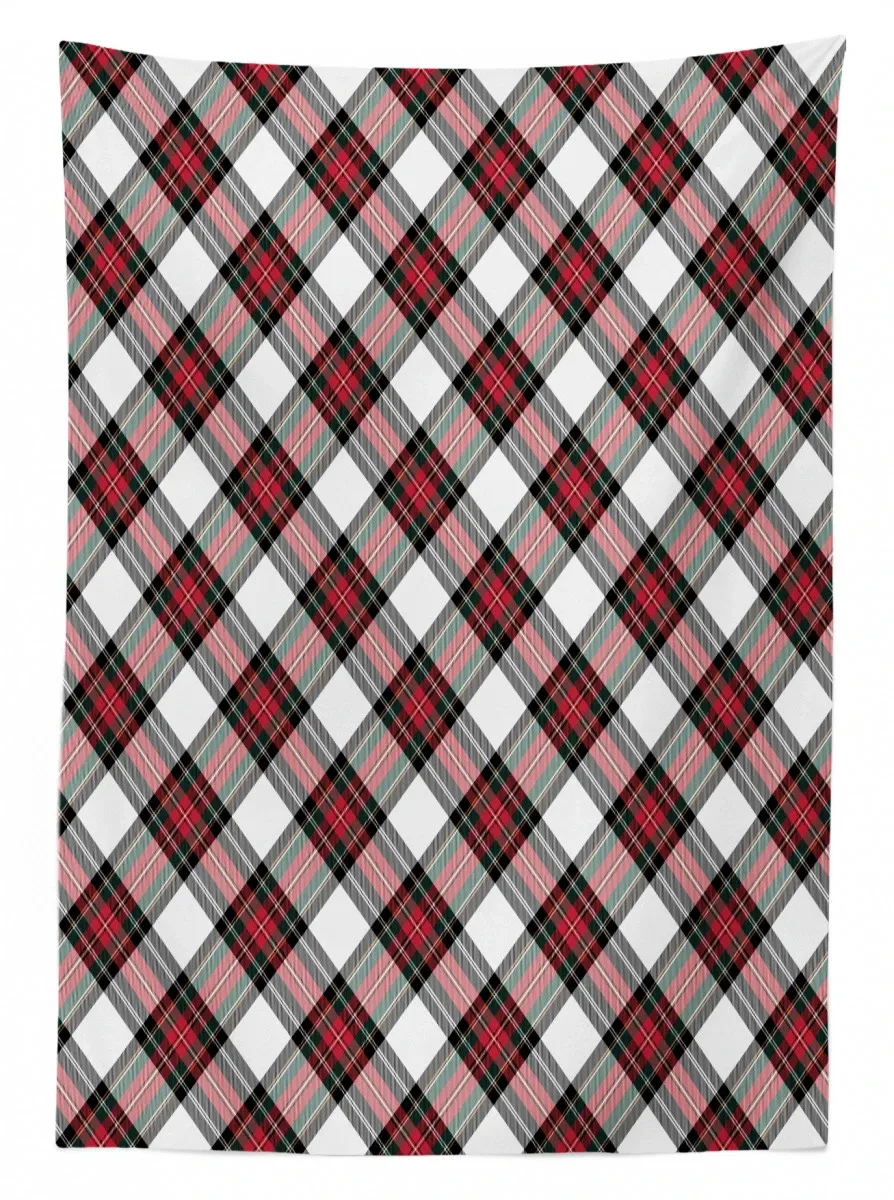 plaid motif rhombuses 3d printed tablecloth table decor 6146