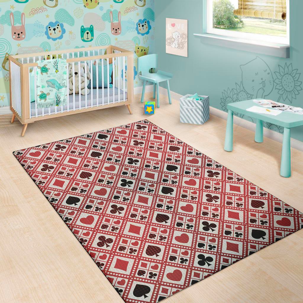 playing card suits plaid pattern print area rug floor decor 1682