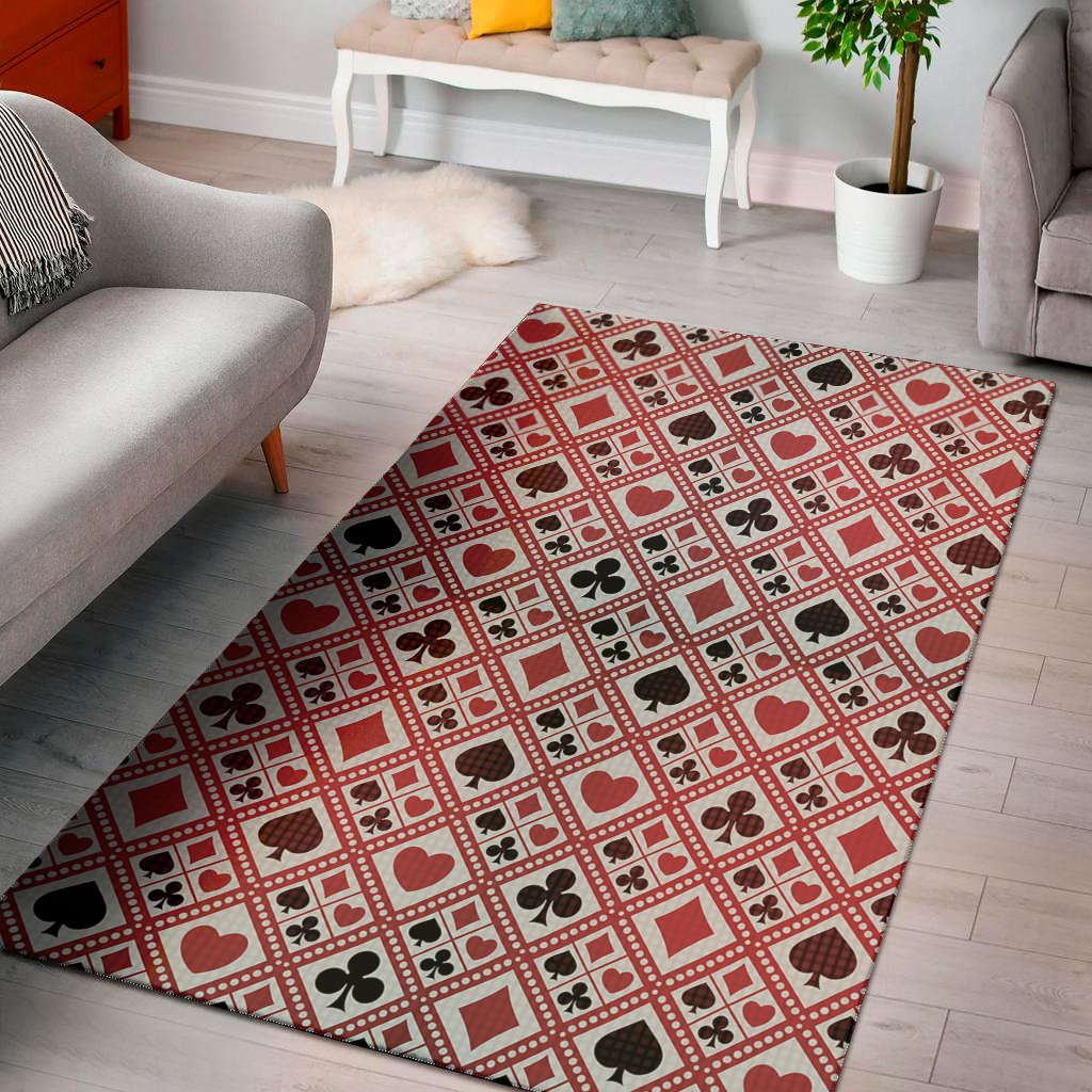 playing card suits plaid pattern print area rug floor decor 4064