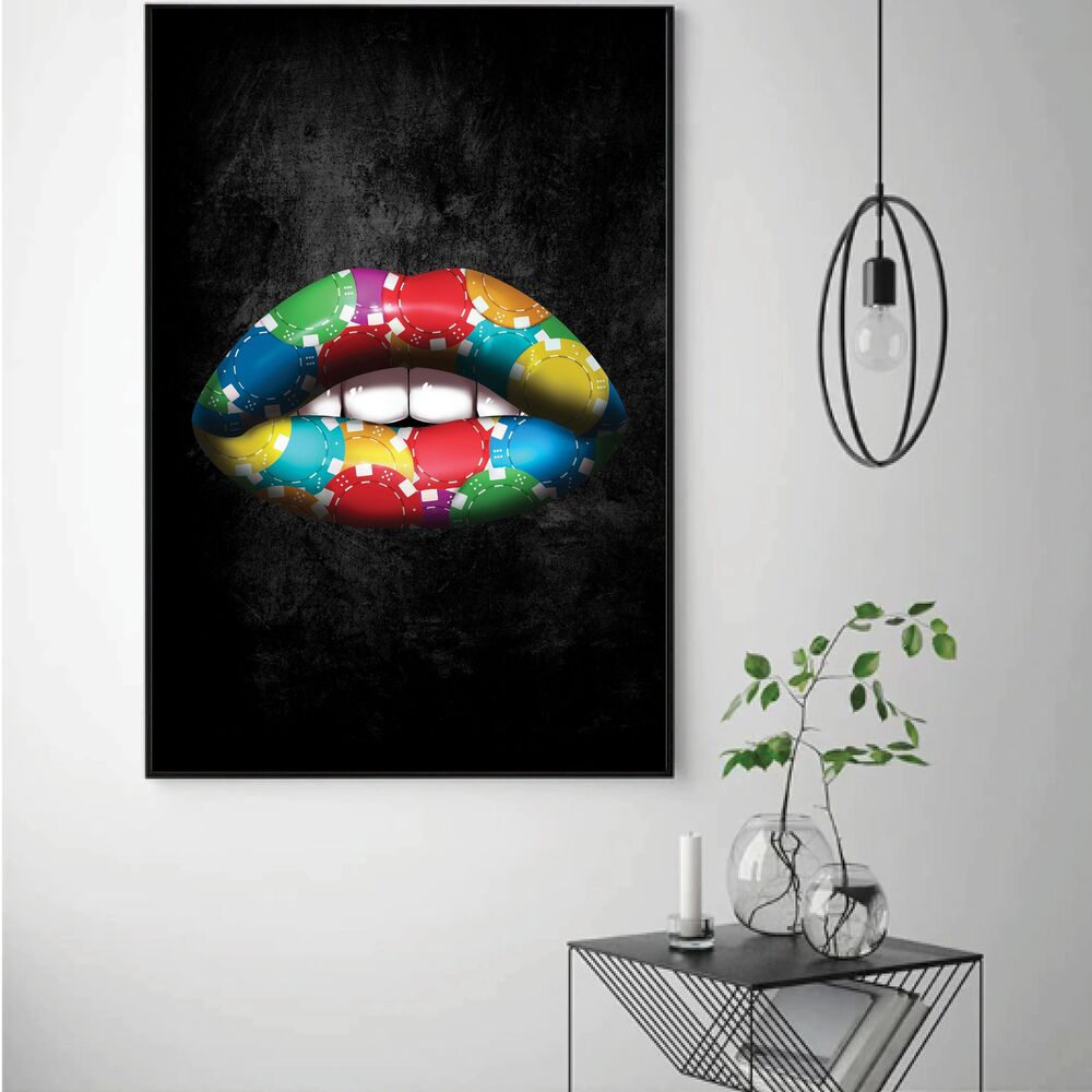 Poker Chips Lips Motivational Positive Canvas Print - Wall Art Decor poker chips lips motivational positive canvas print wall art decor 6227