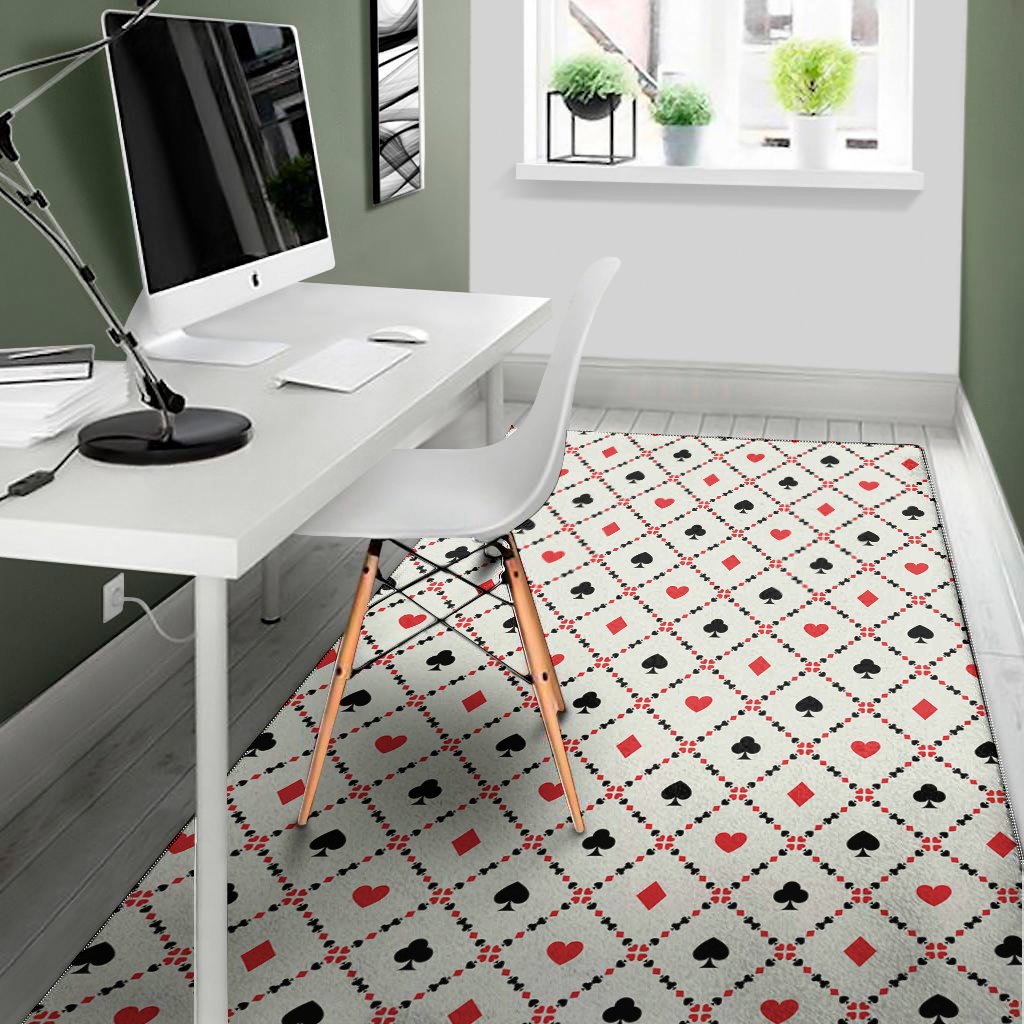 poker playing card suits pattern print area rug floor decor 5257