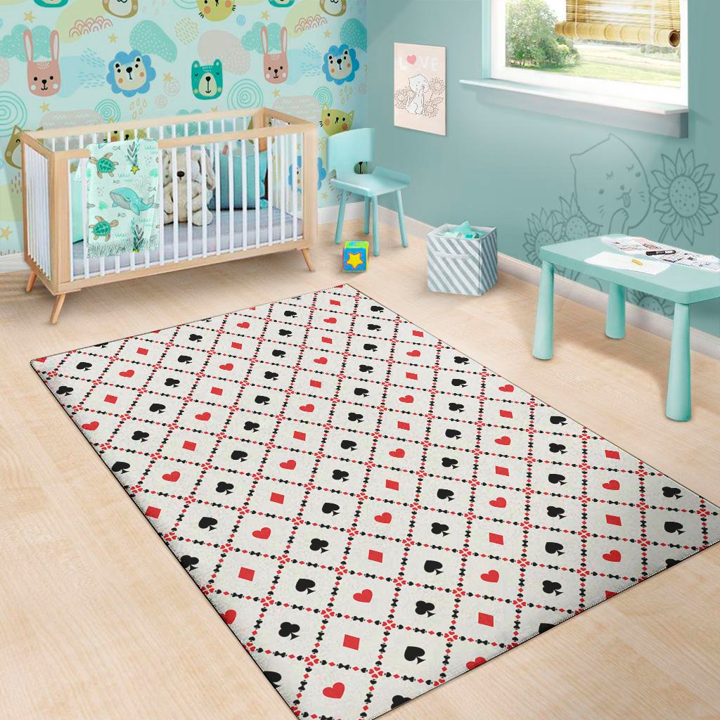 poker playing card suits pattern print area rug floor decor 5286