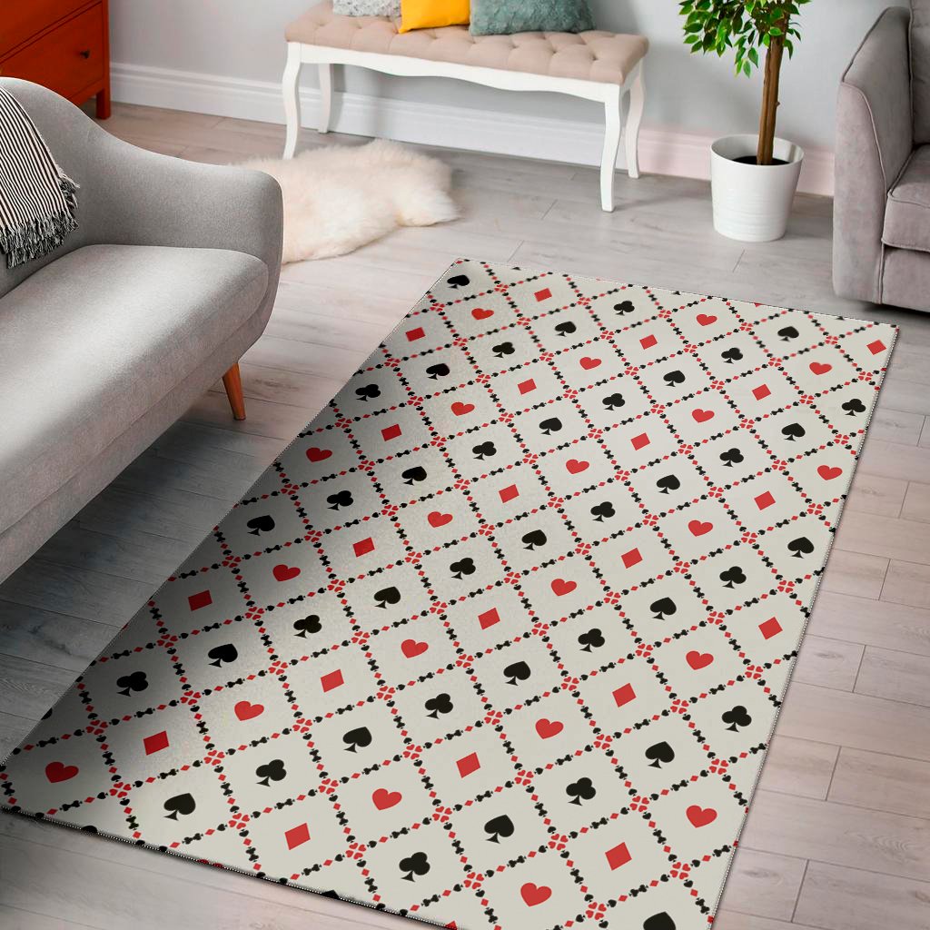 poker playing card suits pattern print area rug floor decor 6120