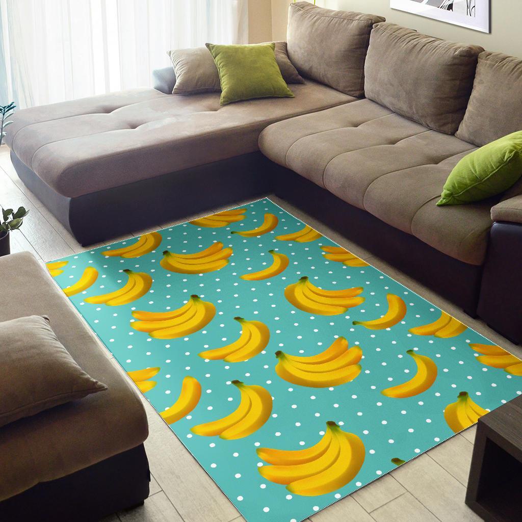 polka dot banana pattern print area rug floor decor 1913