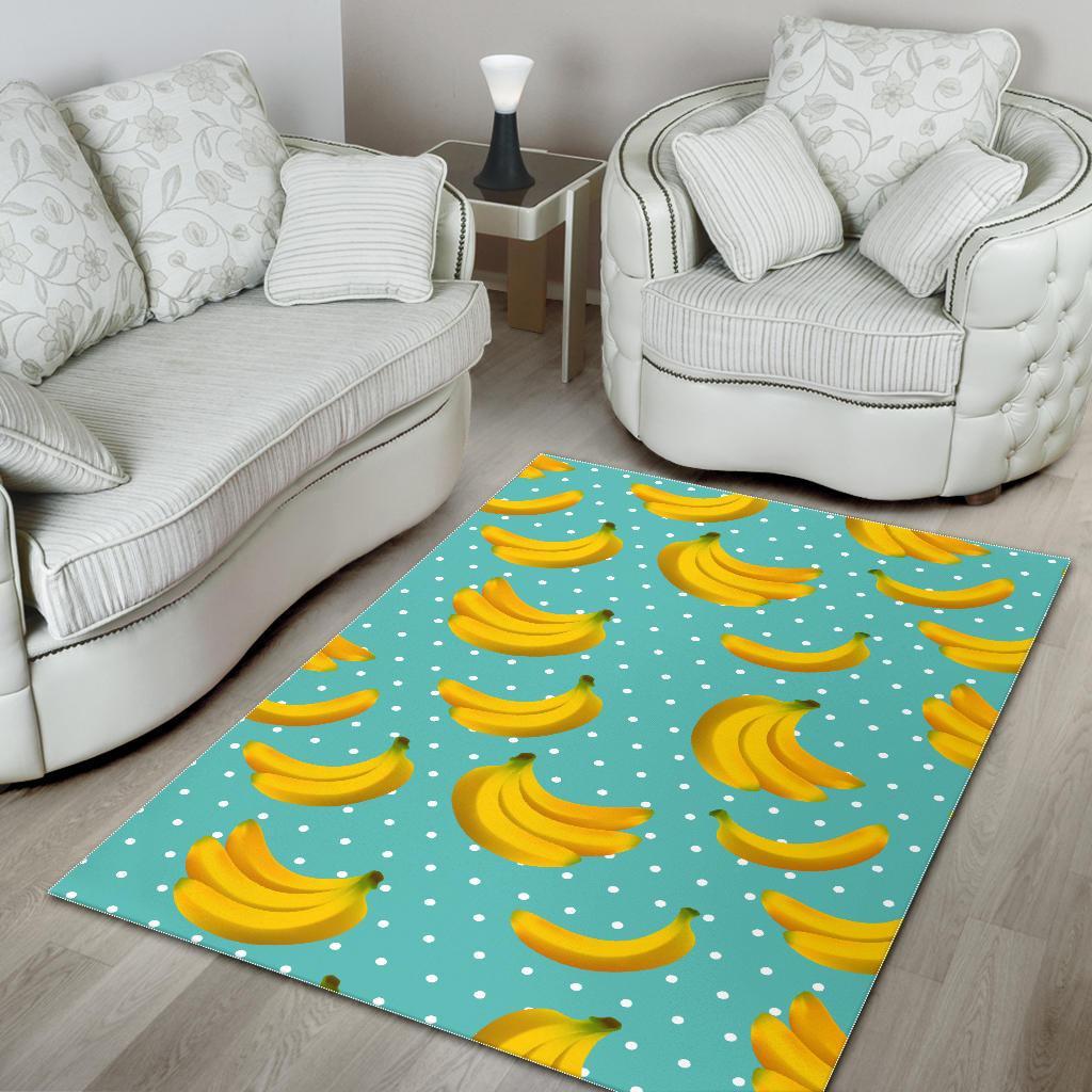 polka dot banana pattern print area rug floor decor 3657