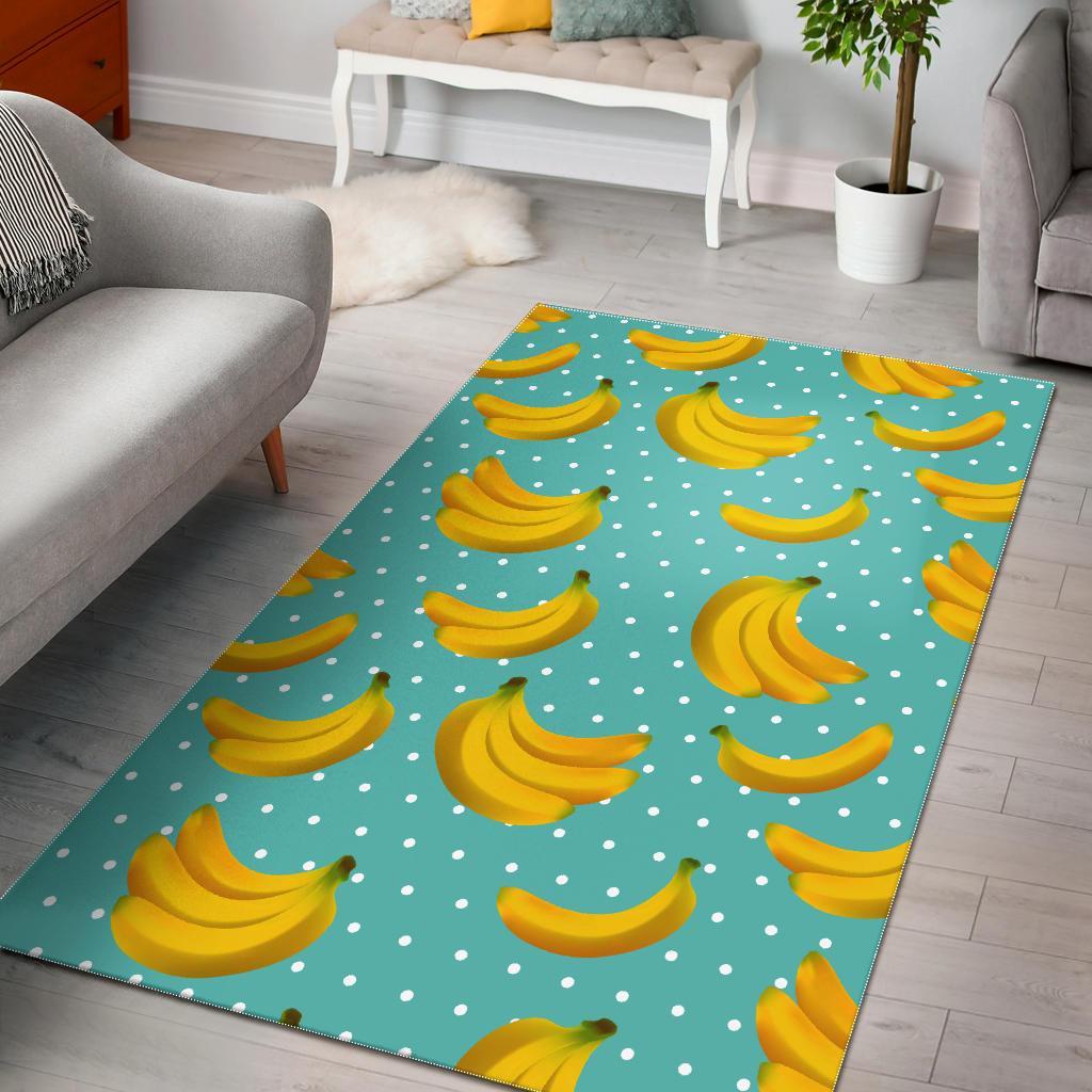 polka dot banana pattern print area rug floor decor 6729