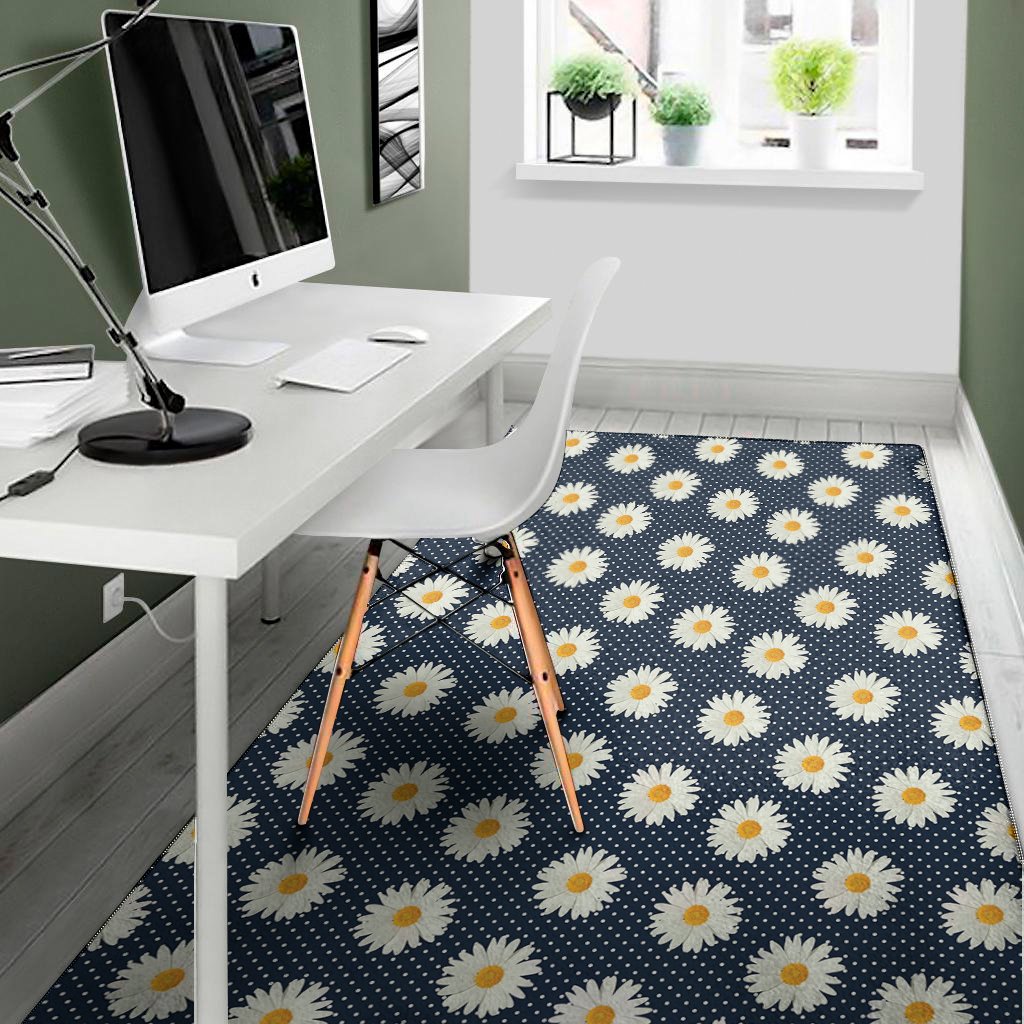 polka dot daisy floral pattern print area rug floor decor 1682