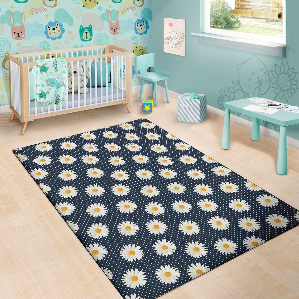 polka dot daisy floral pattern print area rug floor decor 2008