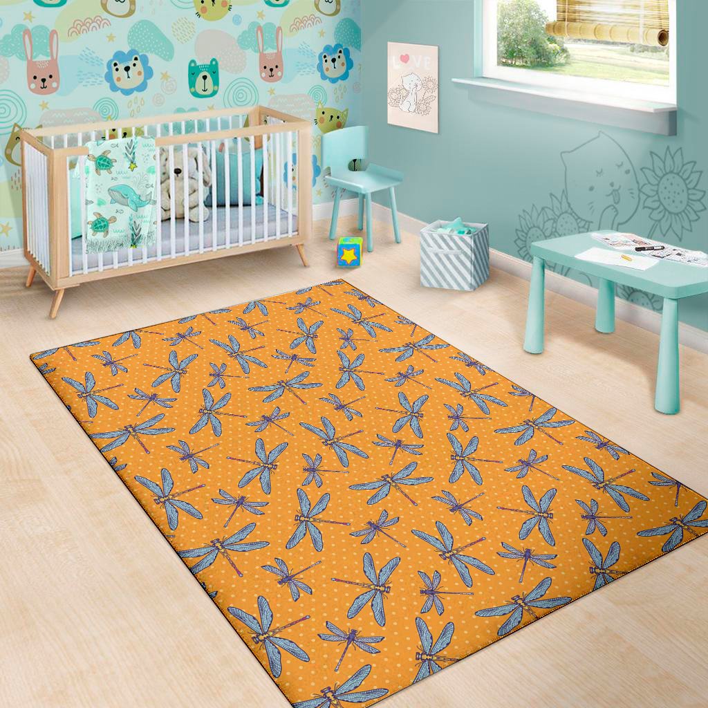 polka dot dragonfly pattern print area rug floor decor 6292