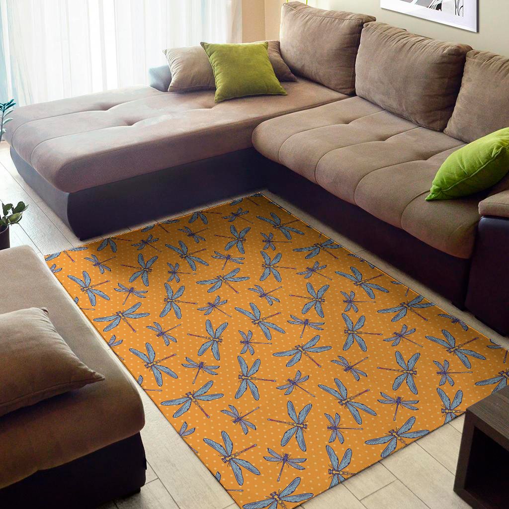 polka dot dragonfly pattern print area rug floor decor 7685