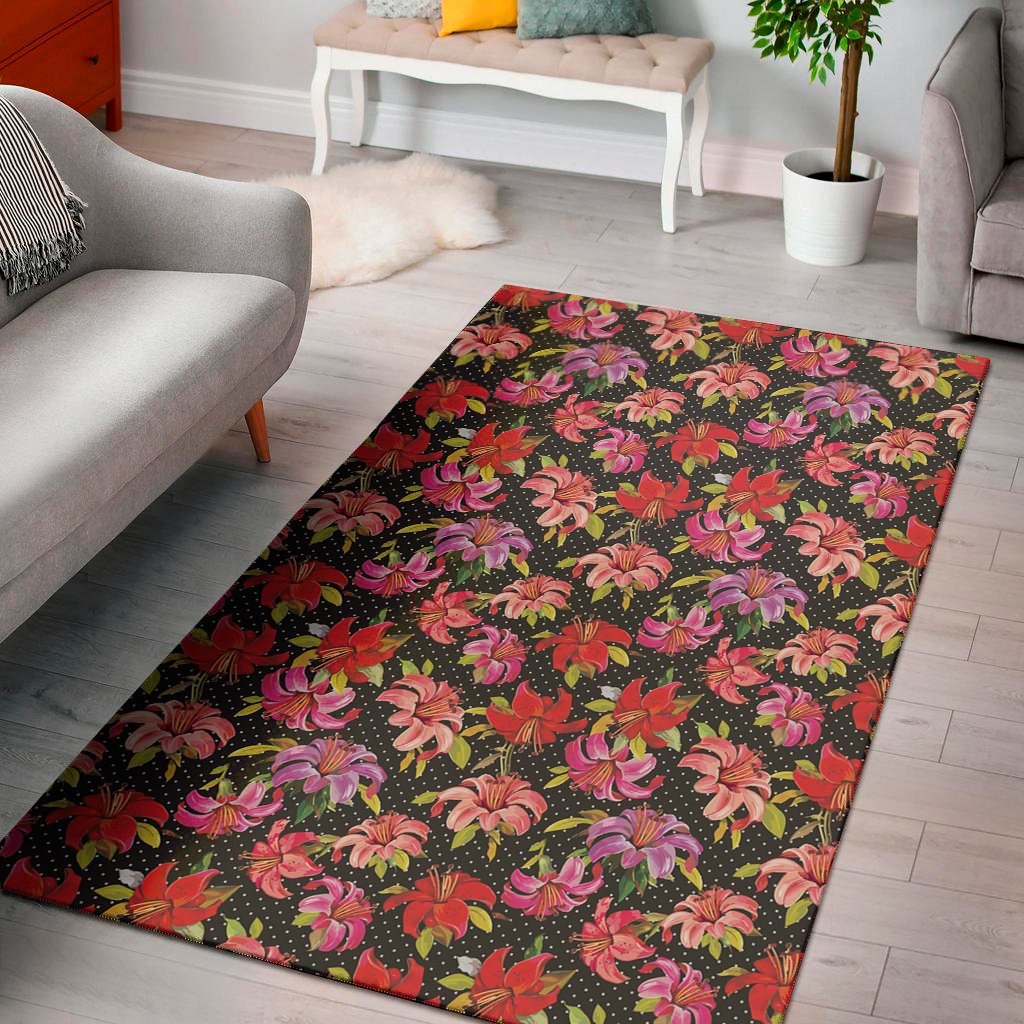 polka dot lily pattern print area rug floor decor 6213