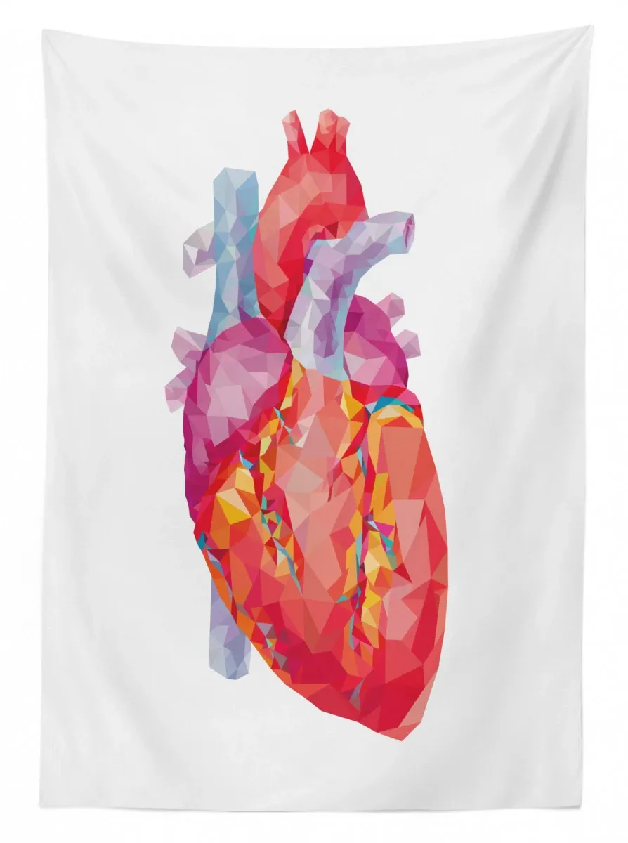 polygon art human heart 3d printed tablecloth table decor 2288