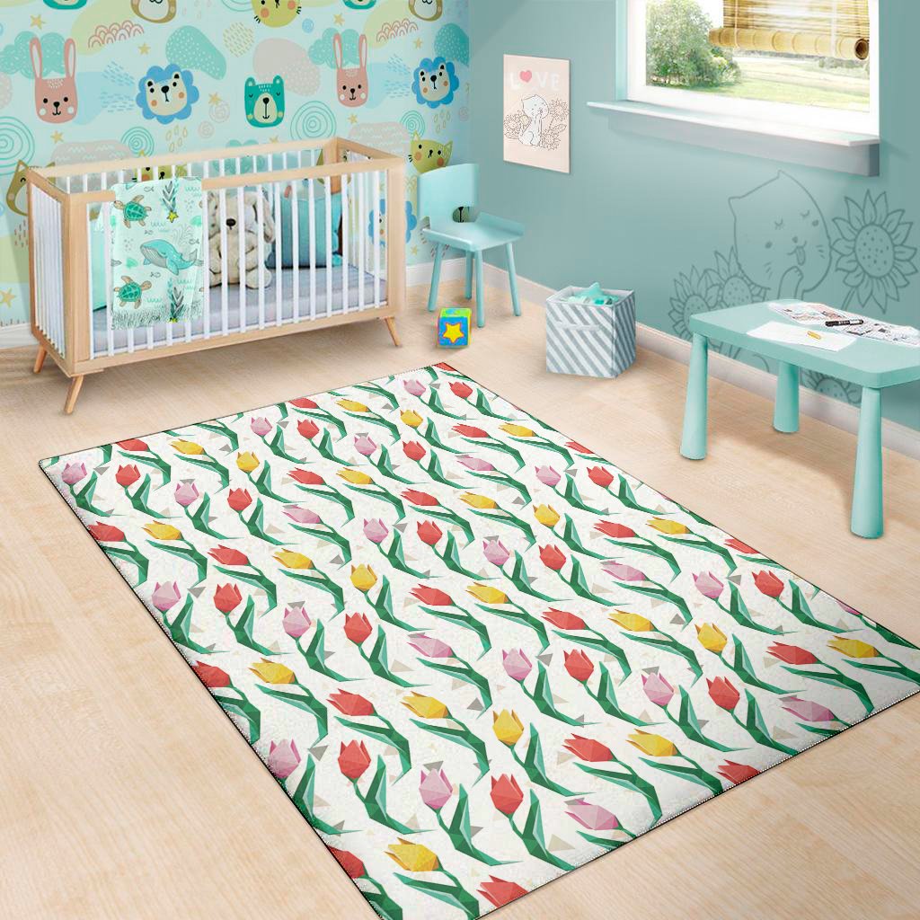 polygon tulip pattern print area rug floor decor 2322