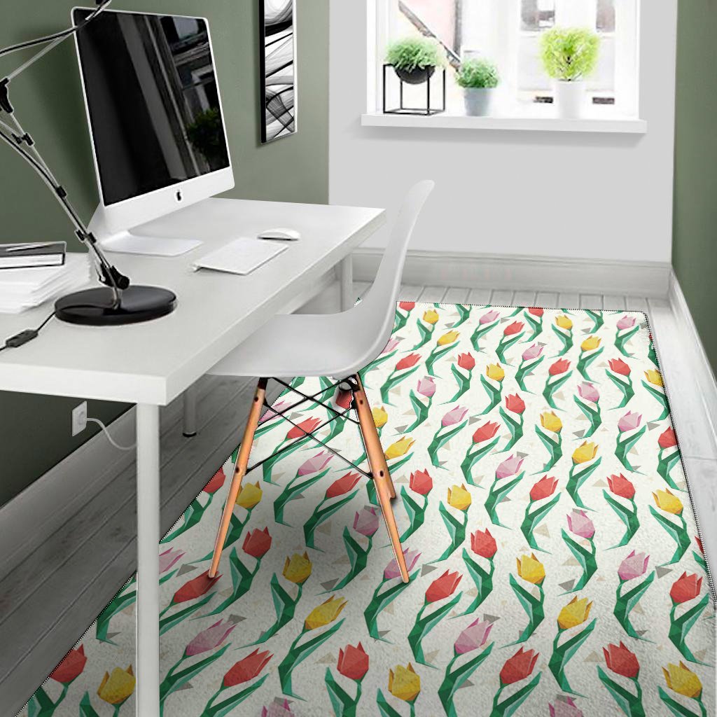 polygon tulip pattern print area rug floor decor 4358