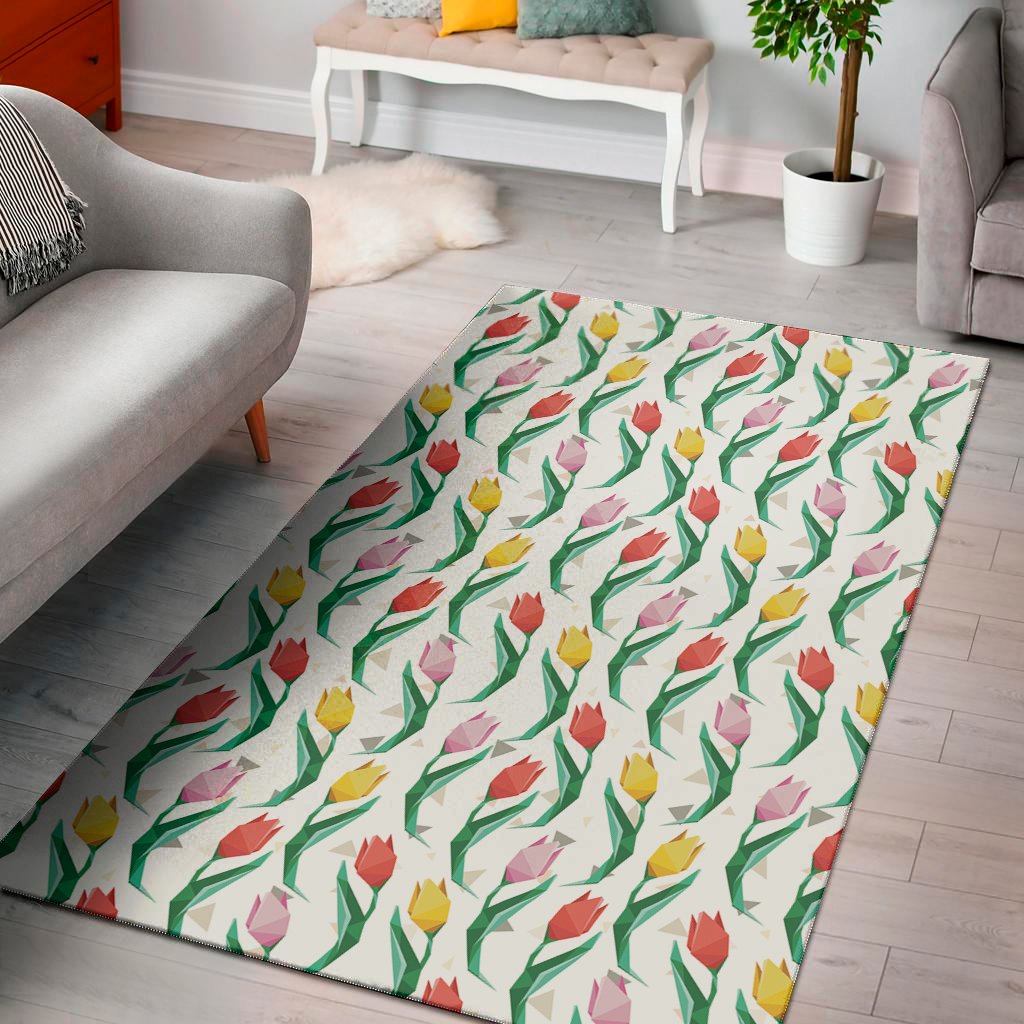 polygon tulip pattern print area rug floor decor 5925