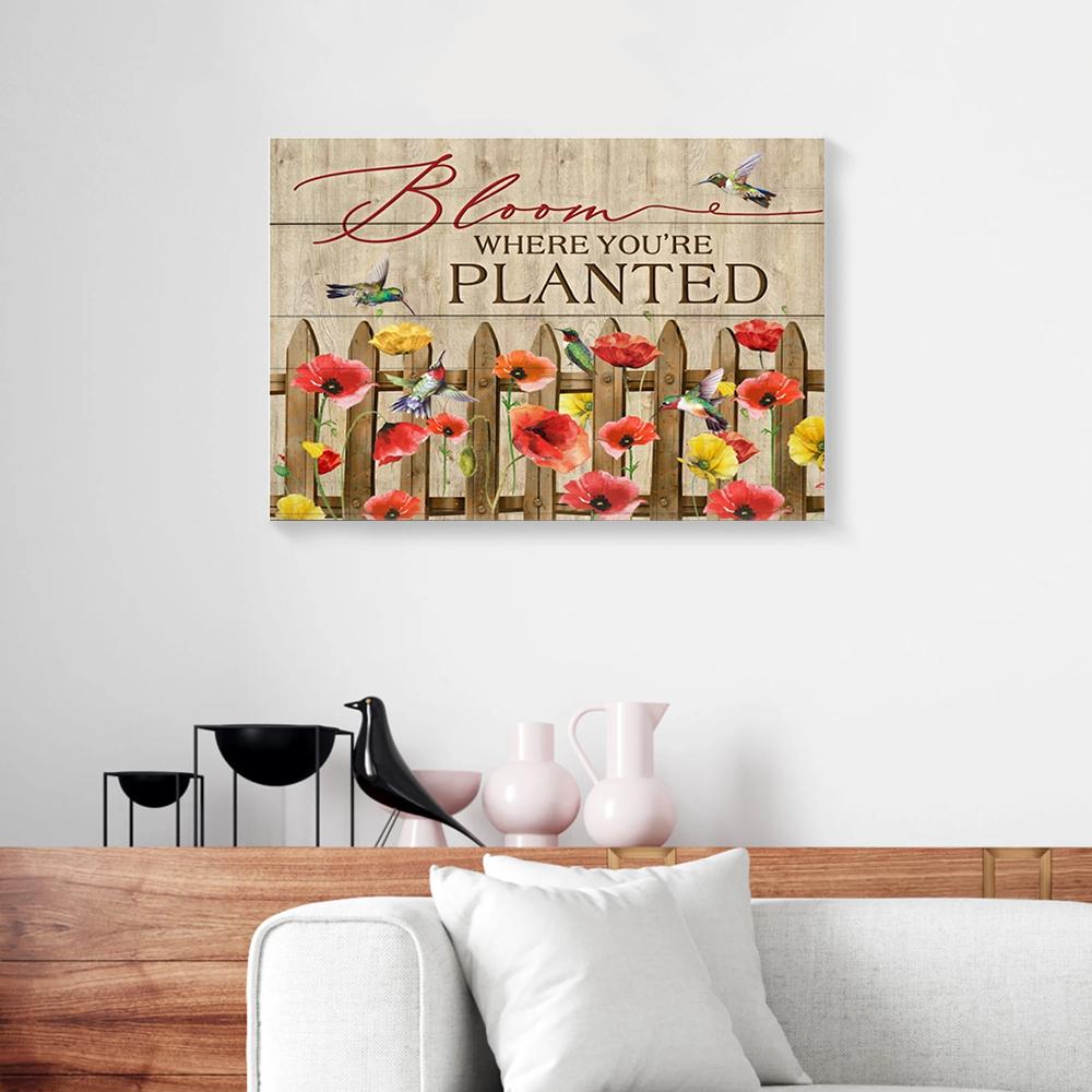 poppy hummingbird canvas prints wall art decor 1051