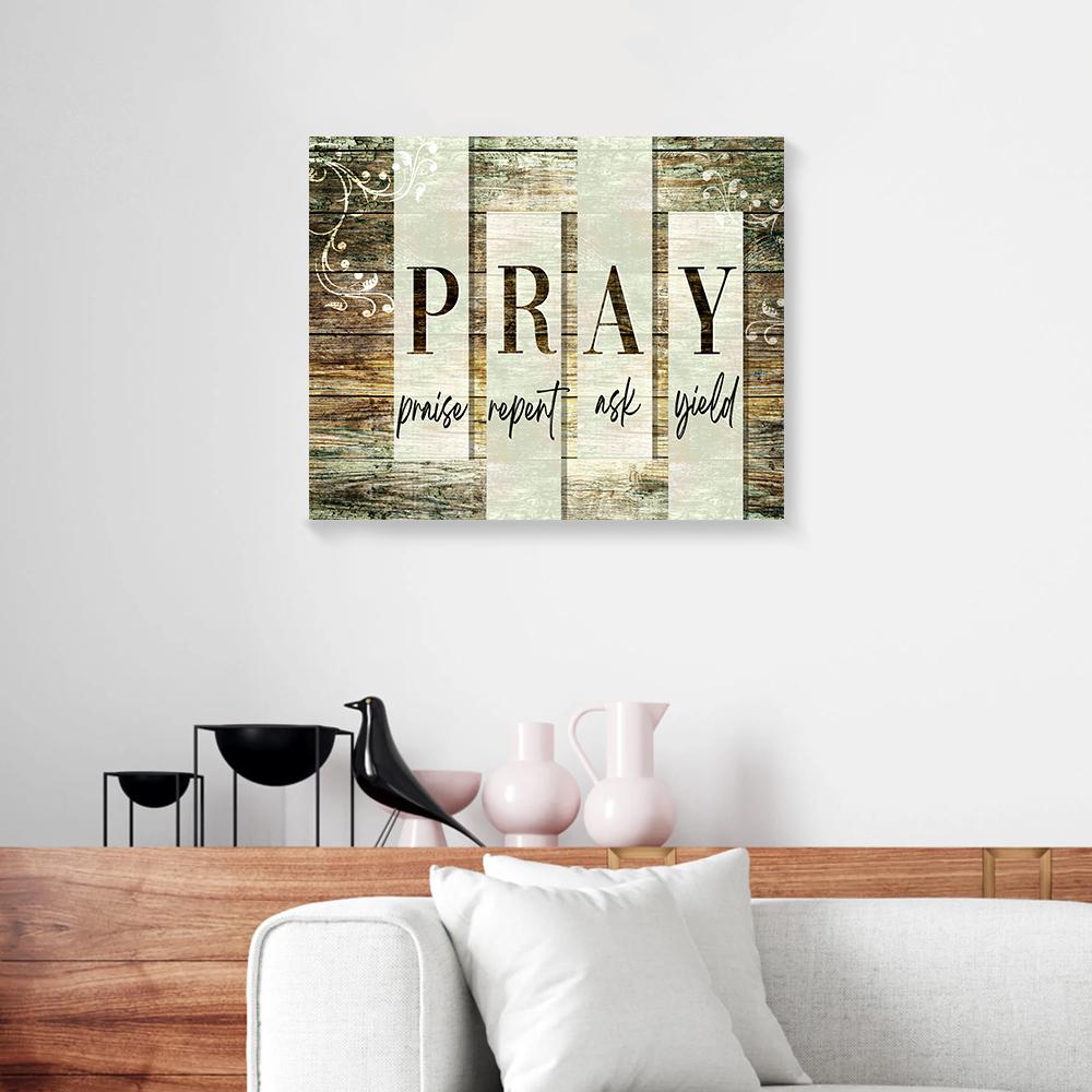 pray praise repent ask yield canvas prints wall art decor 3514