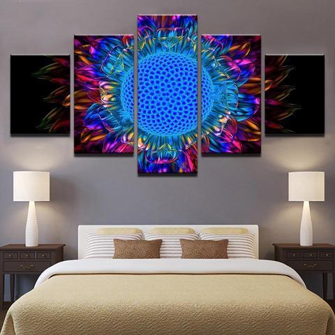 Psychedelic Bloom - Abstract 5 Panel Canvas Art Wall Decor psychedelic bloom abstract 5 panel canvas art wall decor 2738