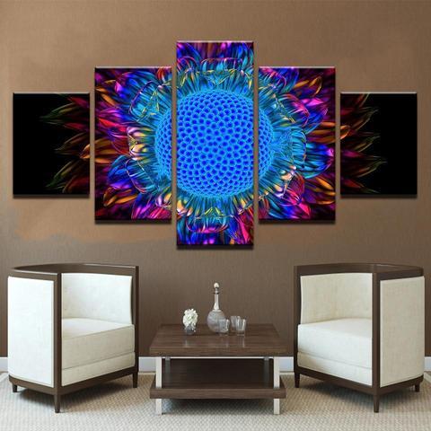 Psychedelic Bloom - Abstract 5 Panel Canvas Art Wall Decor psychedelic bloom abstract 5 panel canvas art wall decor 4073