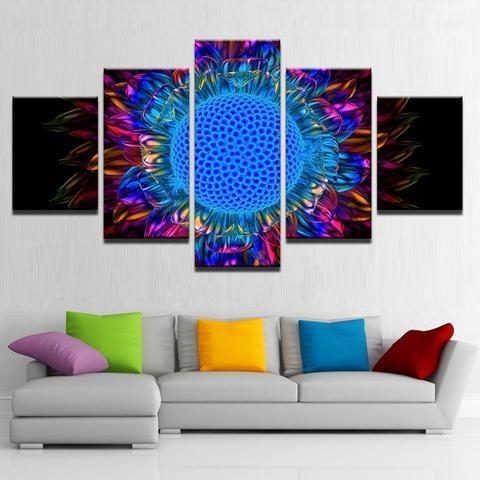 Psychedelic Bloom - Abstract 5 Panel Canvas Art Wall Decor psychedelic bloom abstract 5 panel canvas art wall decor 5716