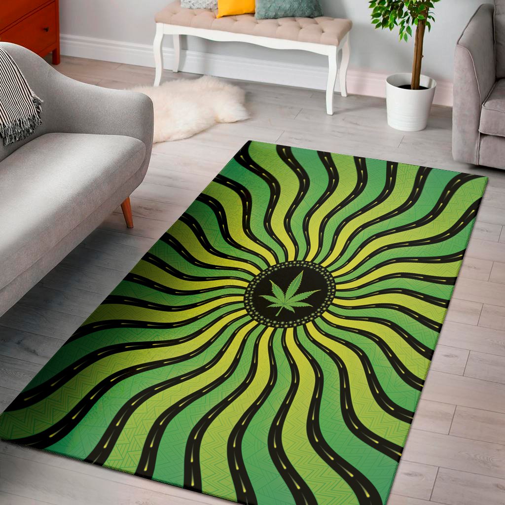 psychedelic cannabis leaf print area rug floor decor 1090