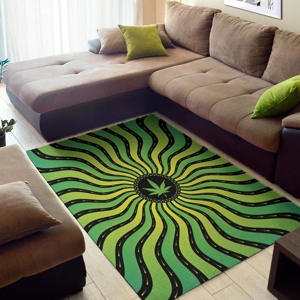 psychedelic cannabis leaf print area rug floor decor 6080