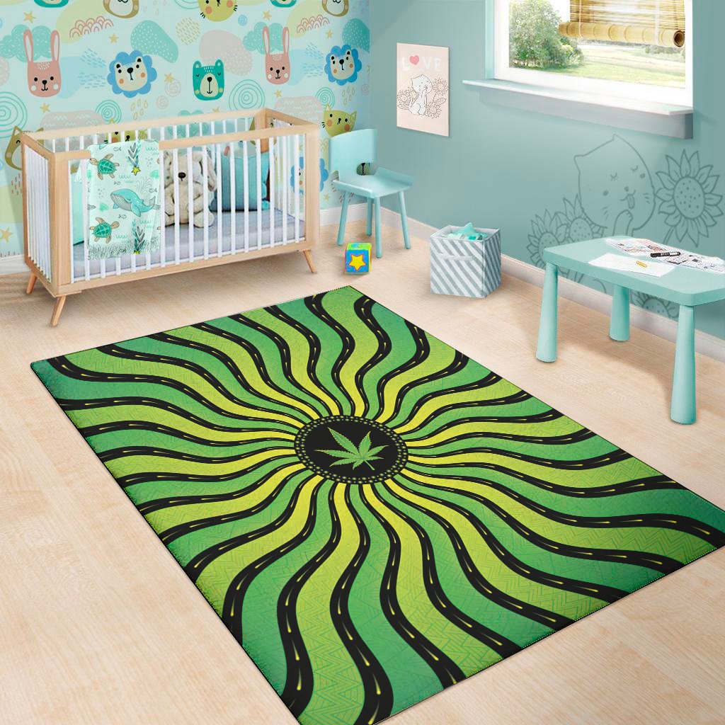 psychedelic cannabis leaf print area rug floor decor 8003