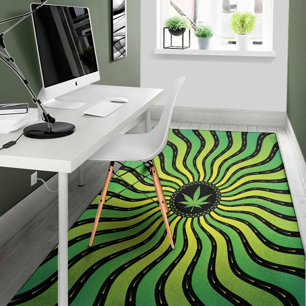 psychedelic cannabis leaf print area rug floor decor 8837