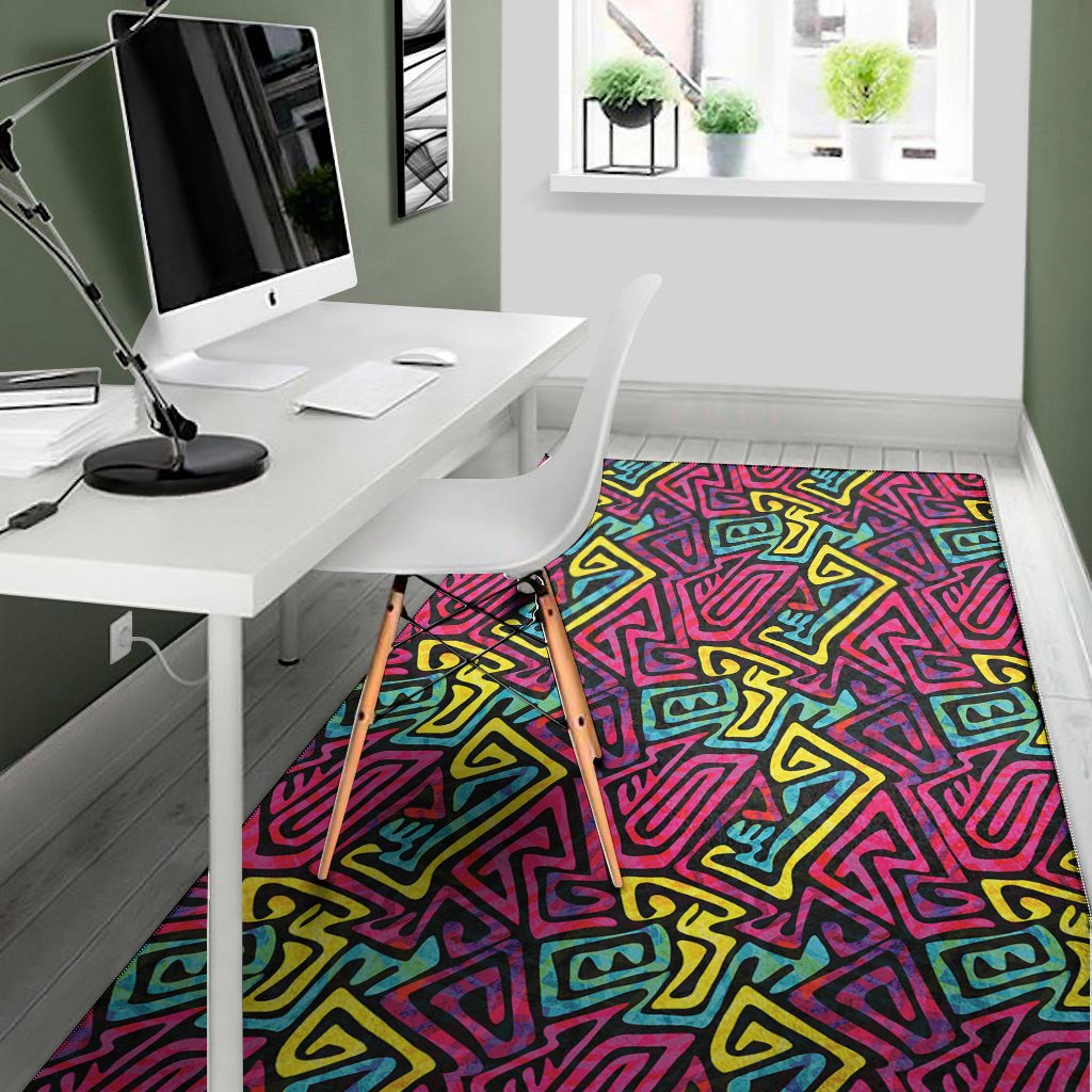 psychedelic funky pattern print area rug floor decor 1955