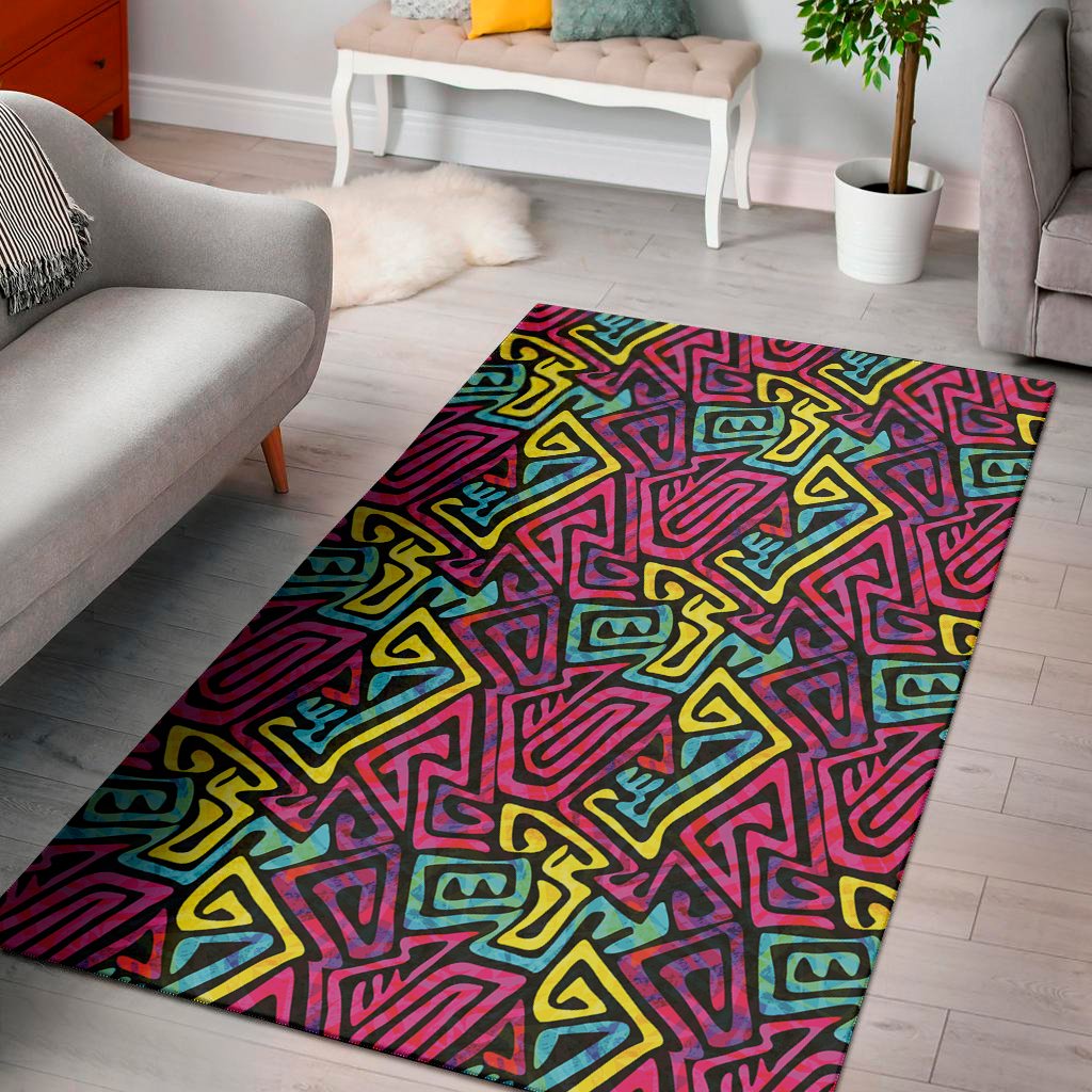 psychedelic funky pattern print area rug floor decor 2272