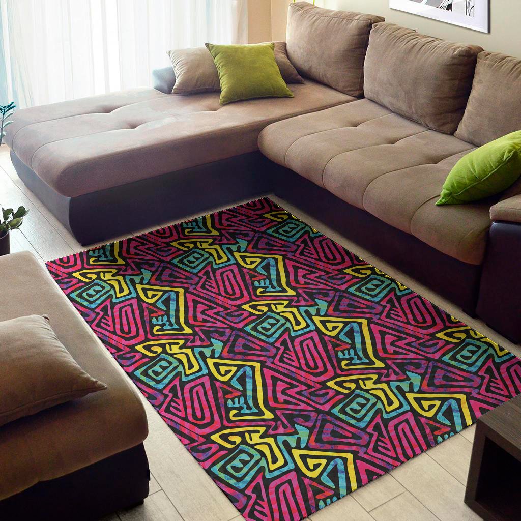 psychedelic funky pattern print area rug floor decor 7482