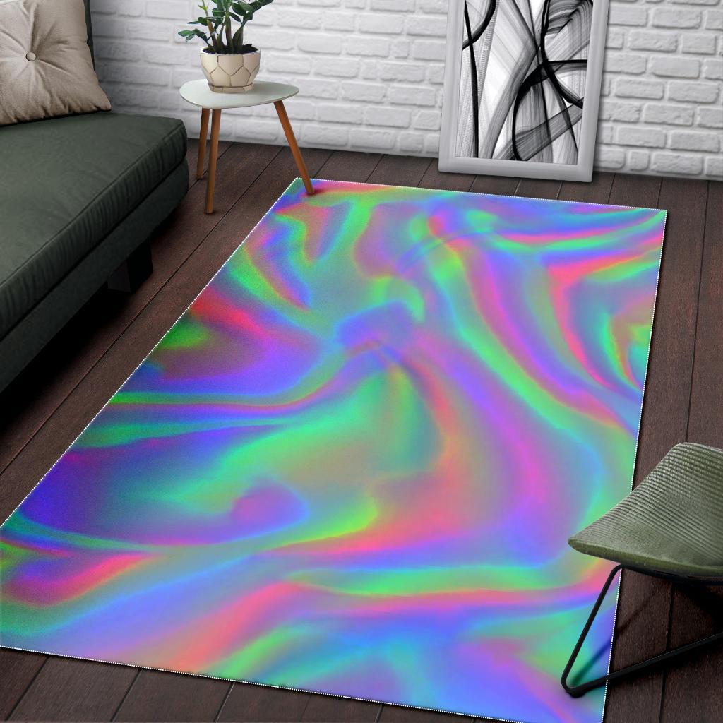 Psychedelic Holographic Trippy Print Area Rug Floor Decor psychedelic holographic trippy print area rug floor decor 6563