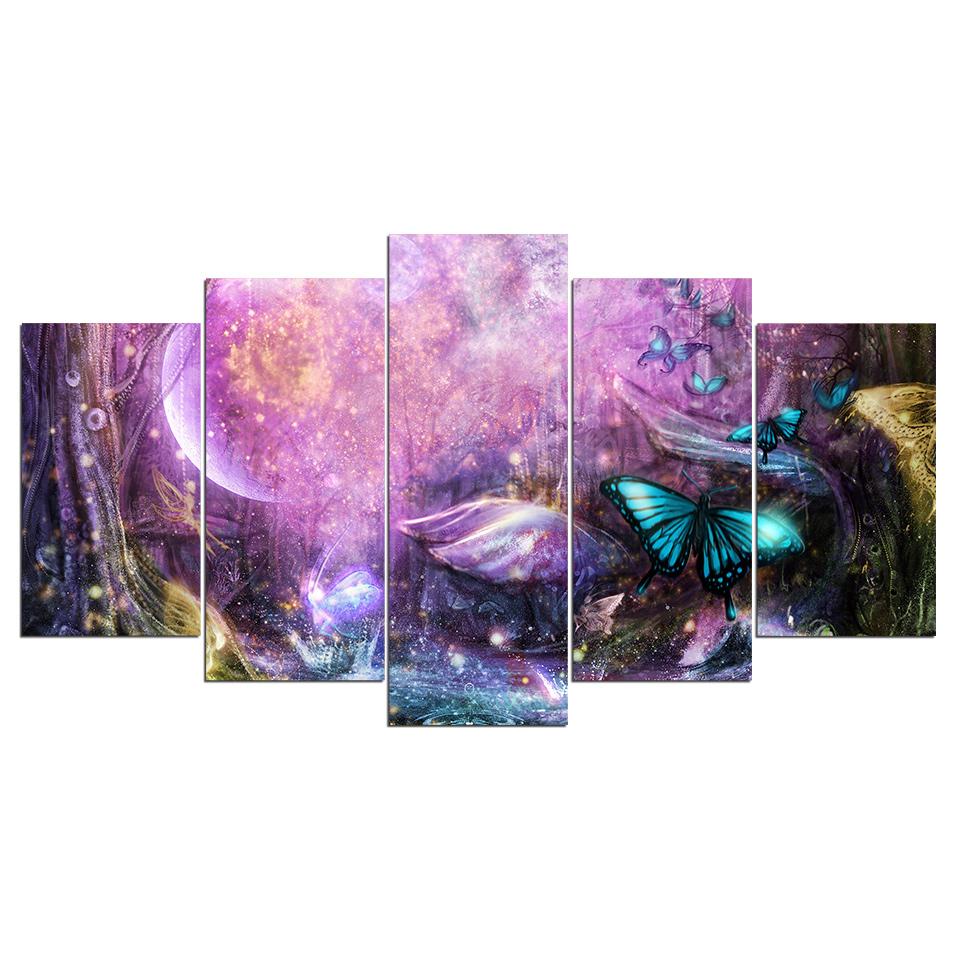 psychedelic light world abstract 5 panel canvas art wall decor 8584