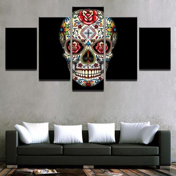 psychedelic roses flowers abstract 5 panel canvas art wall decor 2155