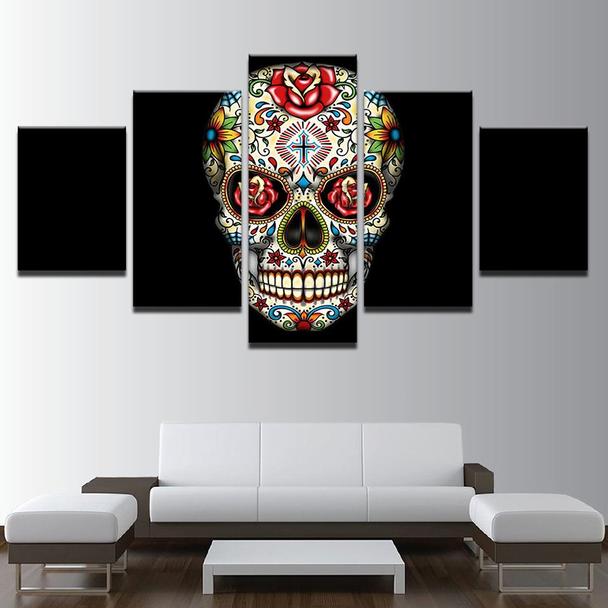 psychedelic roses flowers abstract 5 panel canvas art wall decor 8297