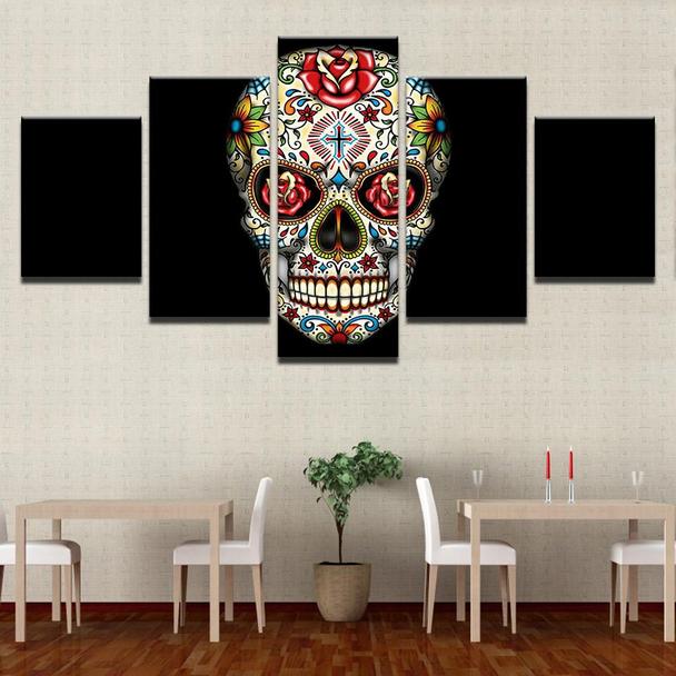 psychedelic roses flowers abstract 5 panel canvas art wall decor 8468