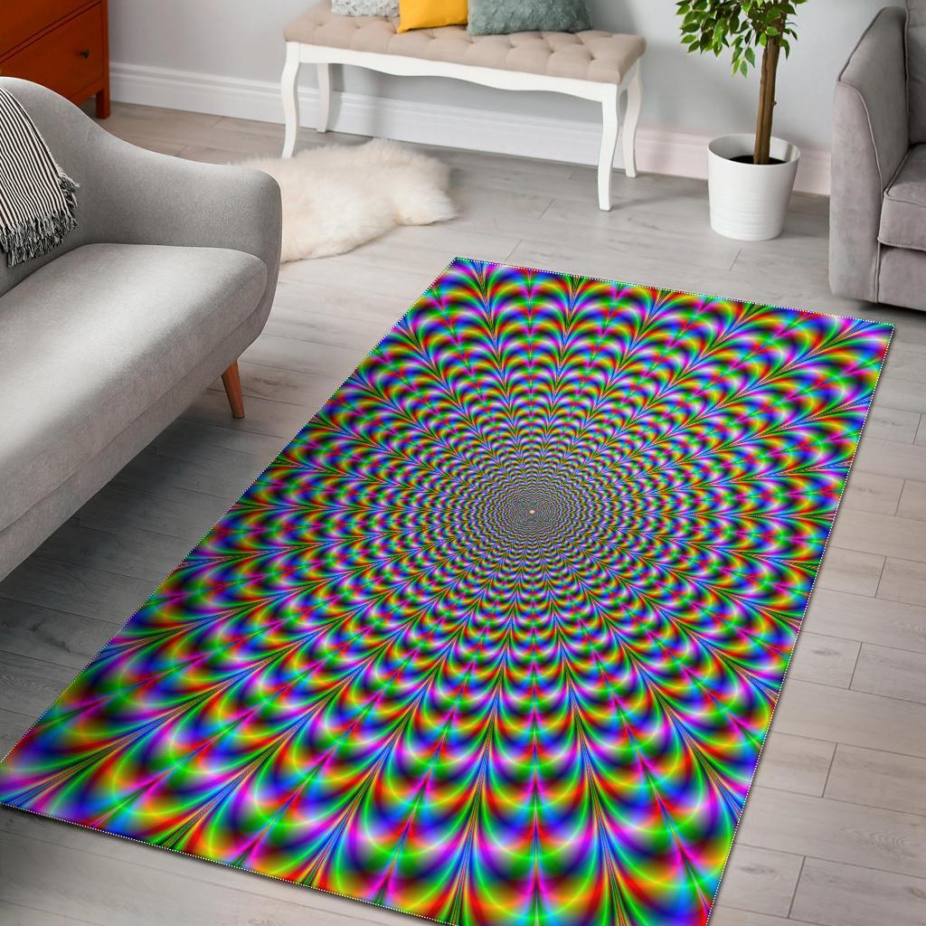 psychedelic web optical illusion area rug floor decor 7796
