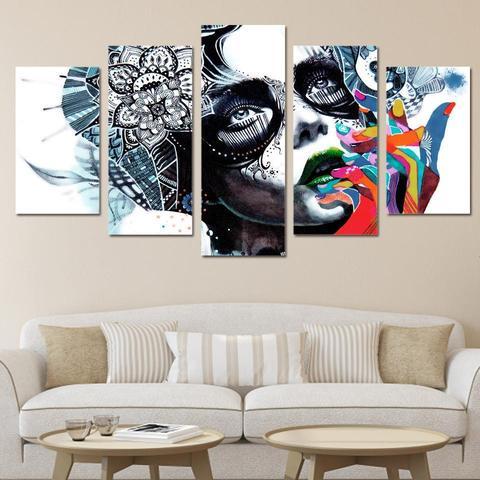 psychedelic woman abstract 5 panel canvas art wall decor 1963